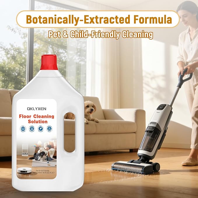 82FL OZ/2.42L Floor Cleaning Solution Compatible with Roborock (Q5/Q7/Q8/Q10/S7/S8/Saros 10R/F25/Qrevo Series), Floor Cleaner Refill for All Robot Vacuums & Cordless Wet Dry Vacuum with Mopping