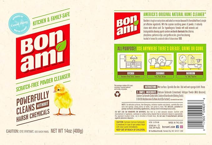 Bon Ami Polishing Cleanser Powder, 14 Ounces, Sold as 5 Pack
