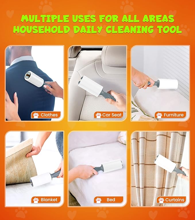 Lint Rollers for Pet Hair Extra Sticky, 500 Sheets Mega Value Set Roller with 2 Upgraded Handles, 5 Portable Lint Roller for Clothes, Furniture, Carpet, Dog & Cat Hair Remover