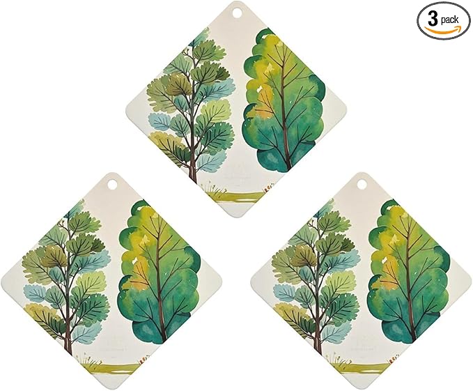 Spring Watercolor Eucalyptus Trees Car Air Fresheners Gray Rhombus Aromatherapy Tablets for Car Decor Bedroom Wardrobe Shoe Cabinet Quickly Eliminate Odors Pendant Decor