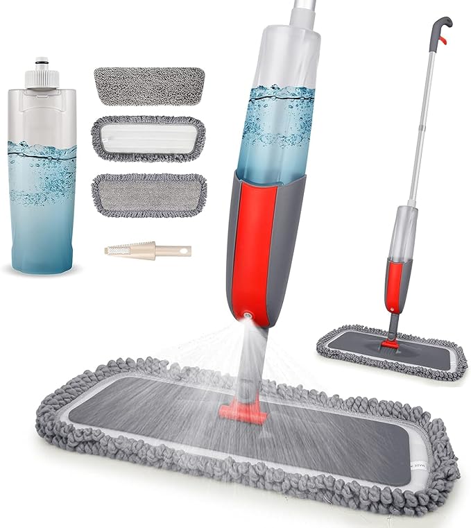Spray Mop with 3 Washable Pads 2 Refillable Bottles for Floor Cleaning