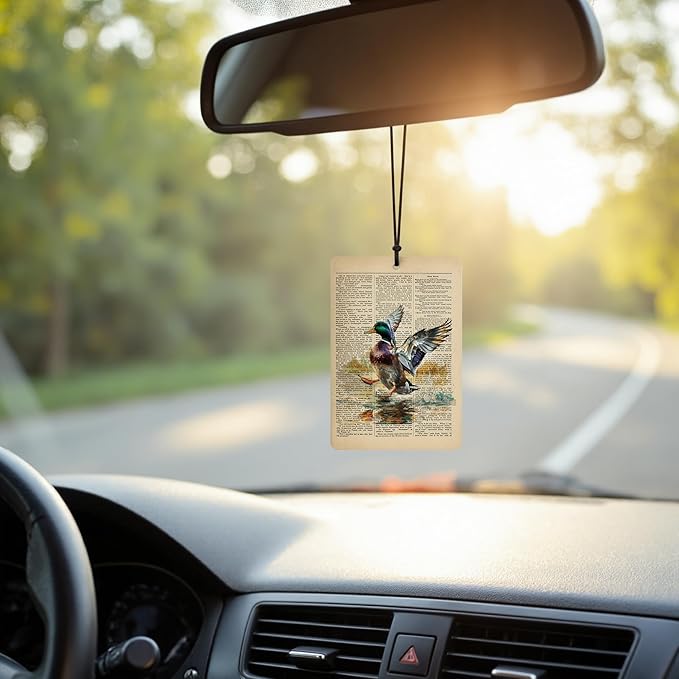 Vintage Mallard Duck Car Air Freshener 4 Pcs, Gifts for Duck Lovers, Rustic Wildlife Waterfowl Hanging Air Freshener for Cars Closet Drawer Books, Retro Car Accessories for Women,XP040-GLCY