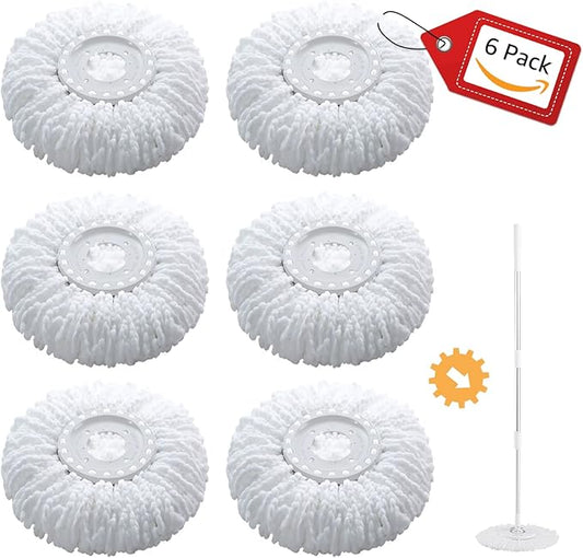BonusLife 6-Pack Circular Spin Mop Head Refill Replacement