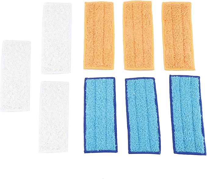 Fdit 9 Pack Reusable Microfiber Spray Mop Pads, 3 Colors Machine Washable Ultra Absorbent for Hardwood, Laminate, Tile Floors