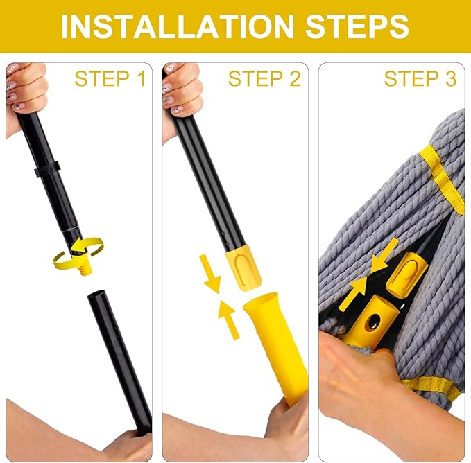 Self-Wringing Twist Mops for Floor Cleaning, Microfiber Floor mop with 57 " Long Handle, Easy Wringing Mop for Hardwood Commercial Household Clean (Gray Twist Mop)