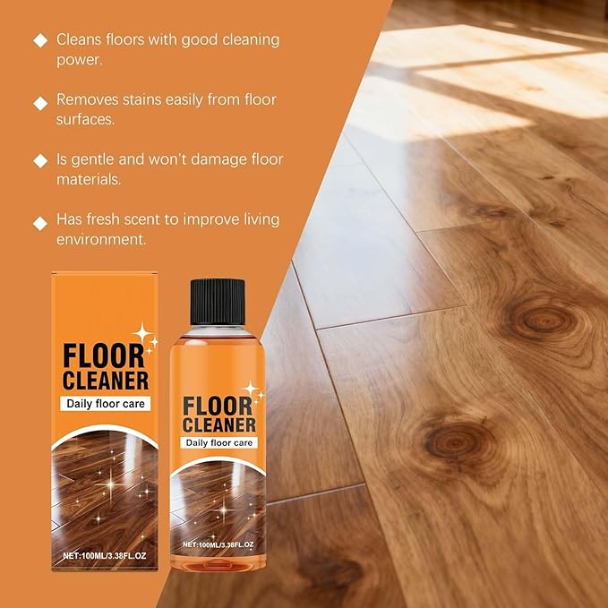 5 in 1 Floor Cleaner Polish - Hardwood Floor Cleaner for Mopping, Stain & Odor Remover, Natural Shine Restorer for Tile, Laminate, Kitchen, Bathroom Floors (2Pcs)