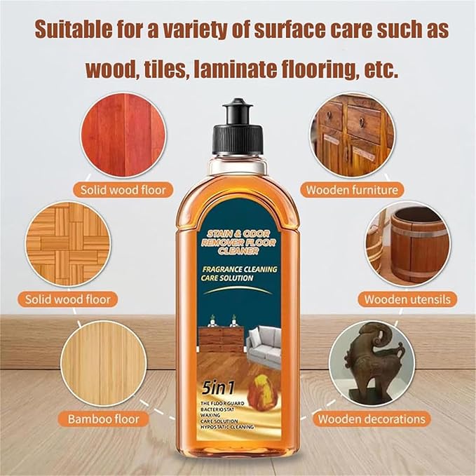 5-In-1 Floor Cleaner Pro, Hardwood Surface Wax/Shine/Oil, 2026 New Cleaning Care Solution, Odor Remover for Hardwood Floors for Mopping Home, Kitchen And Bathroom (1set)