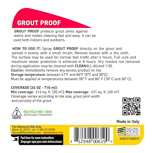 FILA Grout Sealer Spray Filagrout Proof 24 OZ, Grout Sealer for Tile and Stone, Eco-friendly
