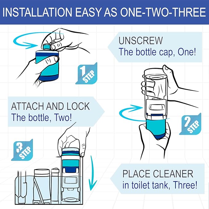 Automatic Toilet Bowl Cleaner with Refill — Antibacterial Flush-Activated Cleaning System, Toilet Cleaners for Hard Water, Helps Remove Rust & Limescale, Long-Lasting Performance & Unscented Formula