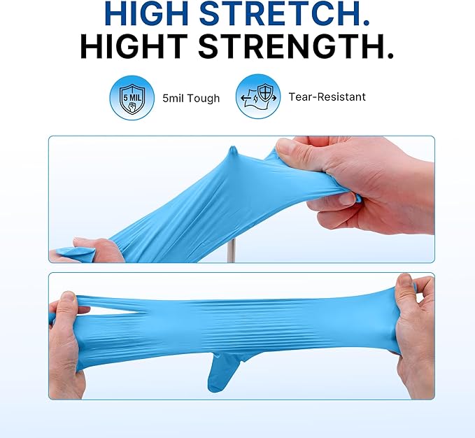 Schneider Nitrile Exam Gloves, 5 Mil, Blue, Latex-Free & Powder-Free Disposable Gloves, Textured Grip, for Medical Exam