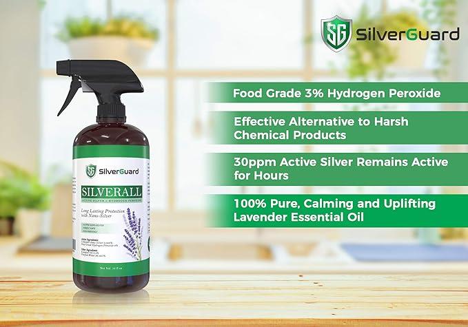 SilverAll Enhanced Hydrogen Peroxide Cleaner + Active Silver | All Purpose Cleaner with Long-Lasting Protective Silver Shield | Food Grade Hydrogen Peroxide 3 Percent | Lavender 1 Gallon