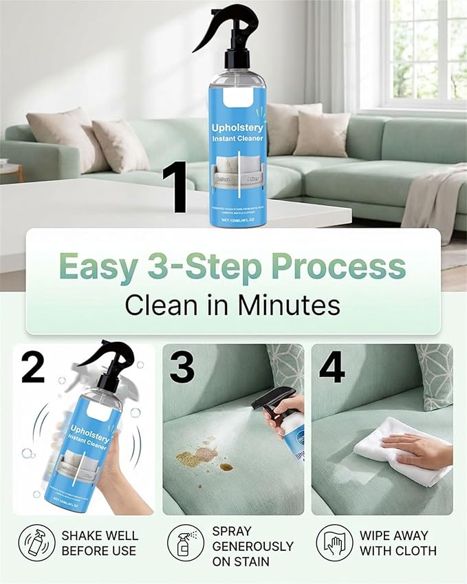 2026 Must-Have Upholstery Cleaner, Pro Formula Erases Tough Stains, Leaves Everything Fresh Like New, Safely Cares for Fabrics, Quick Dry, No Rinse (1PCS)