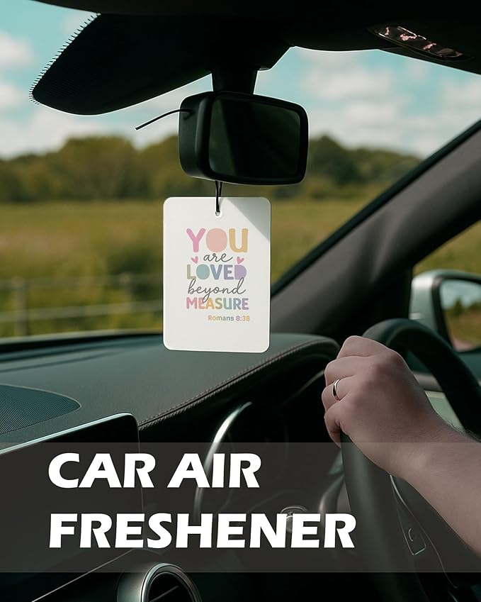 Inspirational Boho Christian Citrus Car Air Freshener 4 Pcs, Pastel Colorful Religious Bible Verse Hanging Air Freshener for Cars Classroom Books Decor, Christian Accessories Gifts for Women