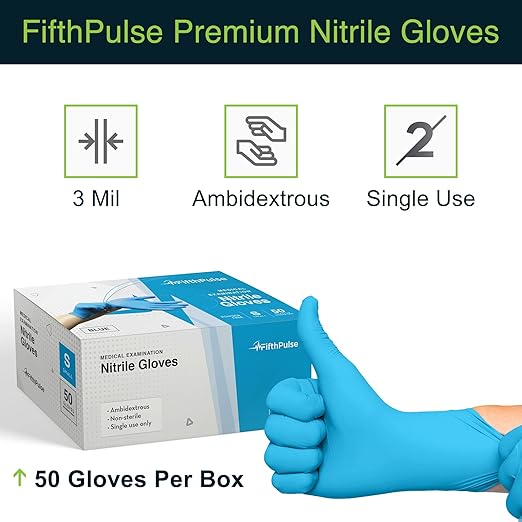 Blue Gloves Disposable Latex Free X Small, 50 Count - Medical and Dental Grade Surgical Gloves - Powder Free Nitrile Gloves X Small - 3 Mil Thickness
