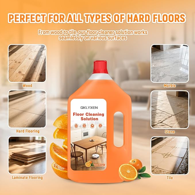 82 FL OZ/2.42 L Sweet Orange Scent Floor Cleaning Solution Compatible with Roborock Robot Vacuum (Qrevo/Q7/Q10/Saros 10R/F25), Floor Cleaner for All Robot Vacuums & Cordless Wet Dry Vacuum