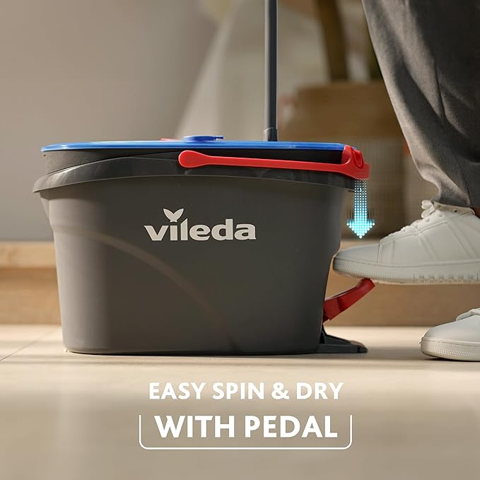 Vileda H2PrO Spin Mop System - Separates Clean and Dirty Water - Effortless Wringing - Microfibre Cleaning - Easy Assembly - Ergonomic Design
