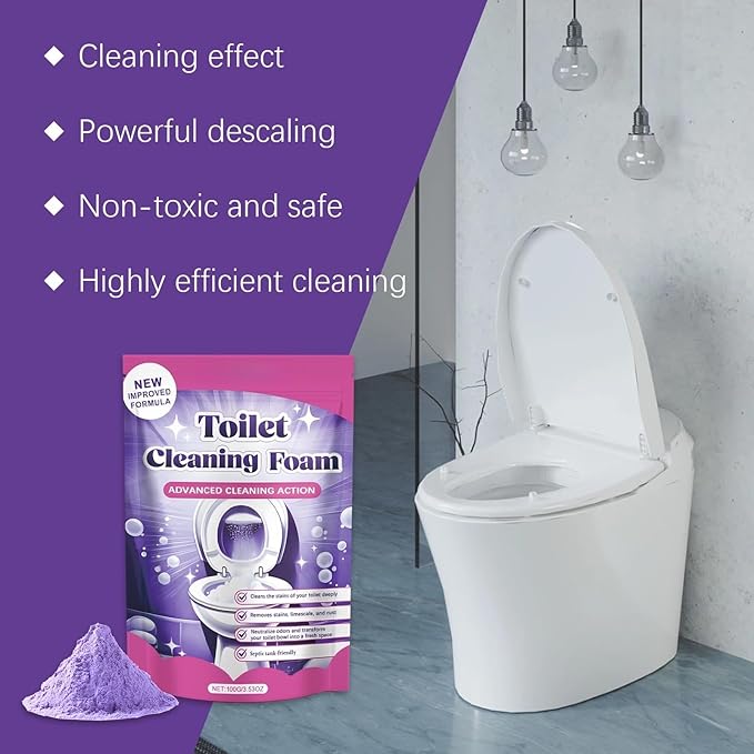 Toilet Cleaning Powder, Powerful Toilet Bowl Cleaner for Removing Stains, Limescale & Odor, Fast Dissolving Foam Cleaner, Easy to Use, Fresh Scent, Septic Safe, 100g (2)