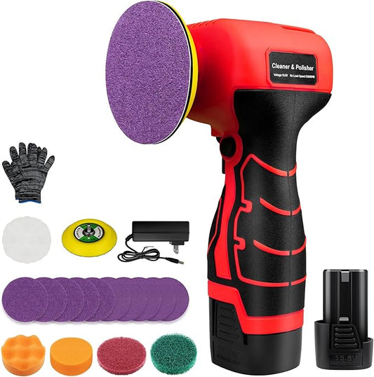 Cordless Sander, 3" Palm Sander with 16.8V 3.0Ah Li-ion Battery, 3500RPM Mini Polisher, 19 Accessories Sanders Tool for Sanding/Polishing/Waxing/Cleaning
