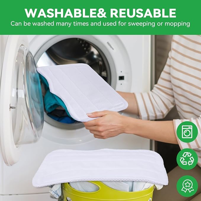Steam Mop Pads for Shark Steam & Spray Mop S3101 S3251 SK460 SK410 S3101n2 S3250 SK435CO SK140 SK14,Washable Microfiber Cleaning Steamer Replacement Pads,White,12Pack