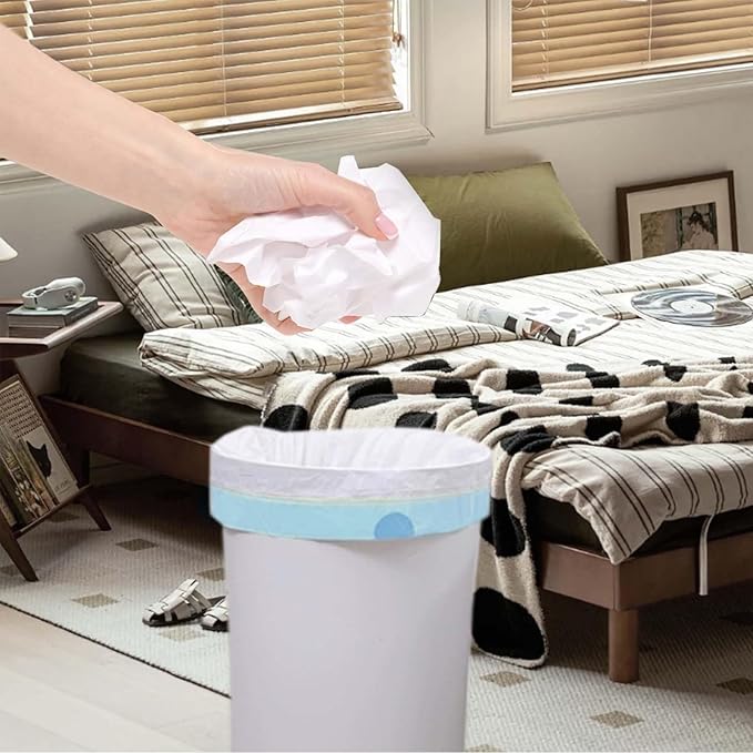 6 Gallon Trash Bags Drawstring, Pack of 35, Garbage Bags, 55x66cm, 9.5g/pcs, Unscented, White