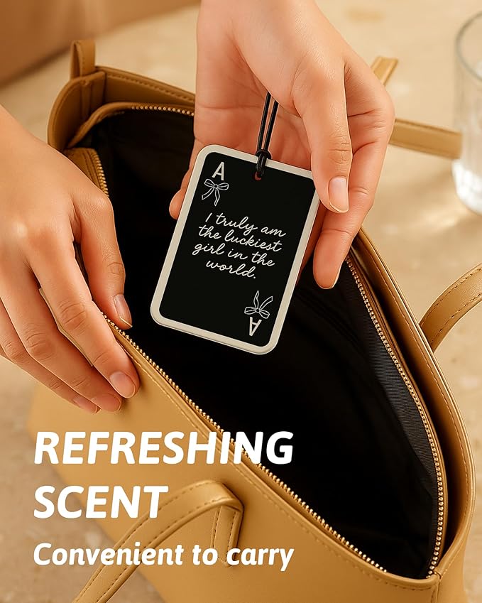 Black Coquette Girly Car Air Freshener 4 Pcs, Dark Retro Bow Cherry Ace Card Cheetah Hanging Air Freshener for Cars Closet Drawer Books, Preppy Girly Car Accessories Mirror Decor for Women