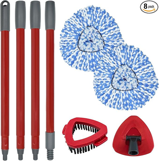 Mop Replacement for Ocedar, Mop for O Cedar, Replacement Mop for O Cedar Spin Mop Contains 4-Section Mop Handle 2 Mop Replace Head 1 Mop Base 1 Scrubber Mop Head for O-Cedar Spin Mop