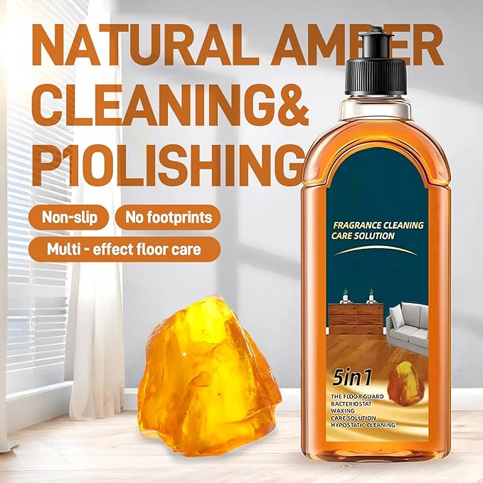 5 - in - 1 Wood Floor Cleaner, Deep Stain & Odor Remover for Hardwood, Tile & Laminate - Quick Shine, 500ml Amber Scented Professional - Grade Formula (1)