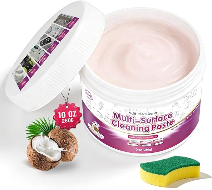 Snowlily All Purpose Cleaning Paste - Multi-Surface Cleaner for Stoves, Sinks, Tiles & White Shoes - Concentrated Formula Removes Grease & Hard Water Stains - 11 oz