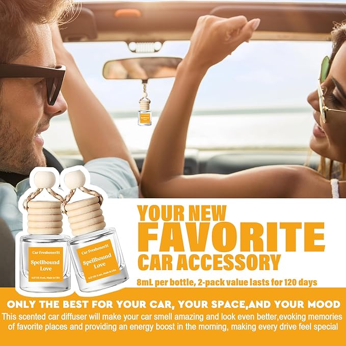 C Classy Car Air Freshener Hanging 2 Pack, Spellbound Essential Oil Diffuser for Cars, Long-Lasting Fragrance, Cute Car Accessories, C ar Air Fresheners for Women & Men Gift, Made in USA