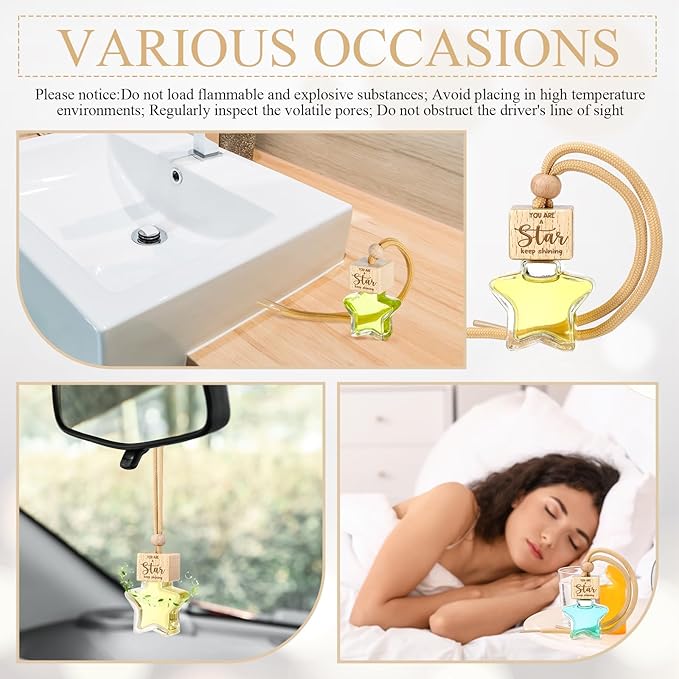 36 Pcs Employee Appreciation Gifts 8ml Car Diffuser Air Freshener Hanging Ornament Empty Glass Essential Oil Bottle Thank You Gift for Volunteer Administrative Professionals Staff Coworker Teacher