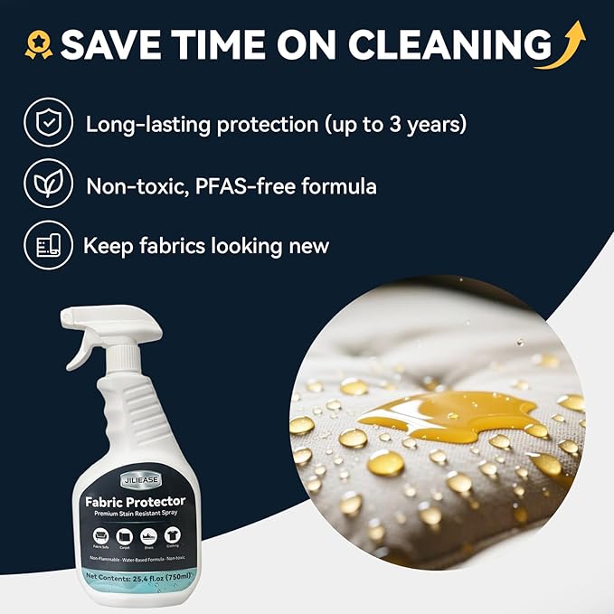 Fabric Protector & Stain Resistant Spray – Non-Toxic Water-Based Upholstery & Carpet Protector for Sofa, Couch, Chairs, Shoes, Rugs, Outdoor Furniture – Waterproof Stain Guard (25.4 Fl Oz)