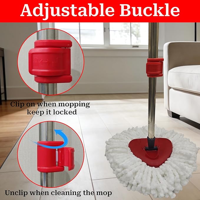 Spin Mop Handle Replacement for Ocedar, Heavy Duty Hand Press Mop Stick Replacement Parts for O Cedar Easywring/Rinseclean/H2pro, 3 Section 30" to 53" Telescopic Pole, Mop Head and Base Excluded