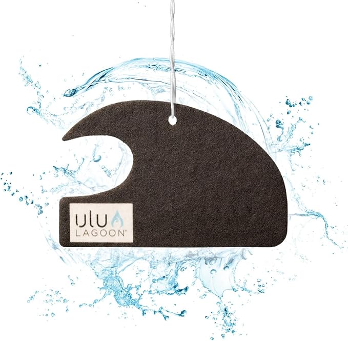 ulu Lagoon Hanging Car Air Freshener | Tropical Beach Coconut Surf Wax Scent Mini Wave | Long Lasting Car Freshener, Closet and Beyond | Made In USA | 3 Pack (Black)
