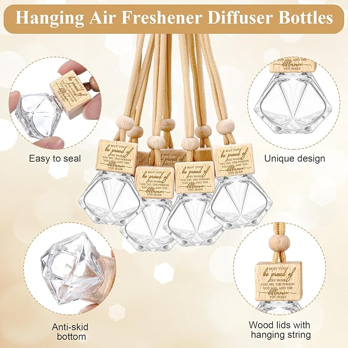20 Pcs Car Diffuser Bottle Empty Bulk Hanging Car Freshener Bottles Inspirational Air Freshener Refillable Thank You Employee Appreciation Gifts Bulk for Nurse Staff(May you)