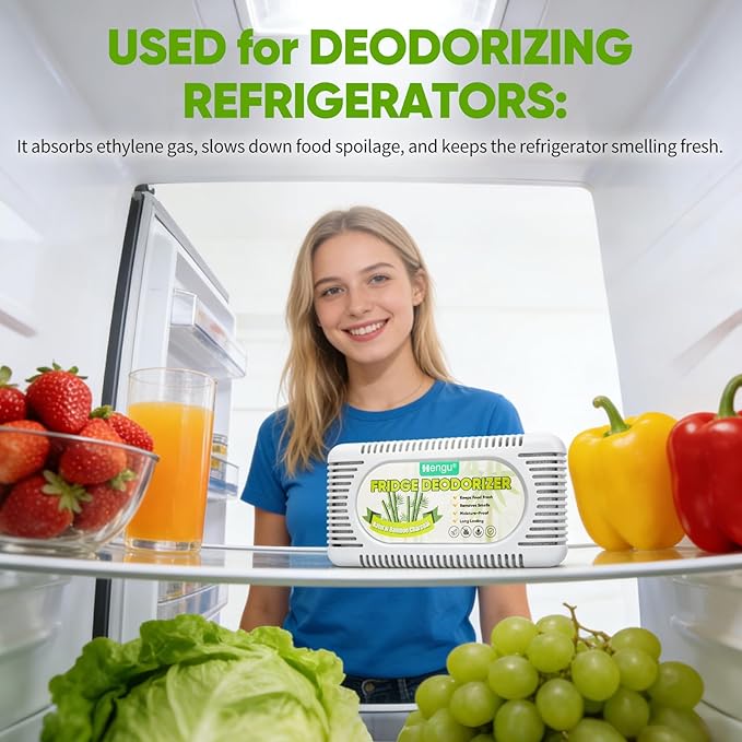 Fridge Deodorizer - 6 Pack Unscented Activated Charcoal Refrigerator Deodorizer - More Effective Than Baking Soda - Odor Eliminator and Moisture Absorber for Freezers, Coolers, and Lunch Boxes