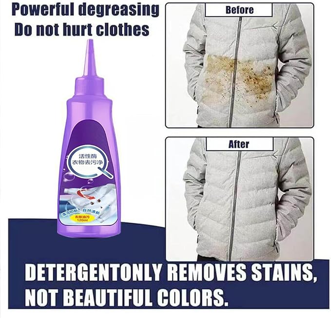 Stain Remover, Active Enzyme Laundry Stain Remover, Laundry Stain Remover Spray, White Shirt Garment Stubborn Stain Cleaner Oil Remover, For Clothes Laundry (2COLORS)