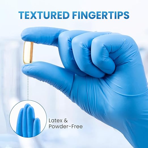 Borje Nitrile Exam Gloves XL, 100 Count Disposable Gloves, Blue, Latex-Free Powder-Free, Food Safe, Cooking, Cleaning