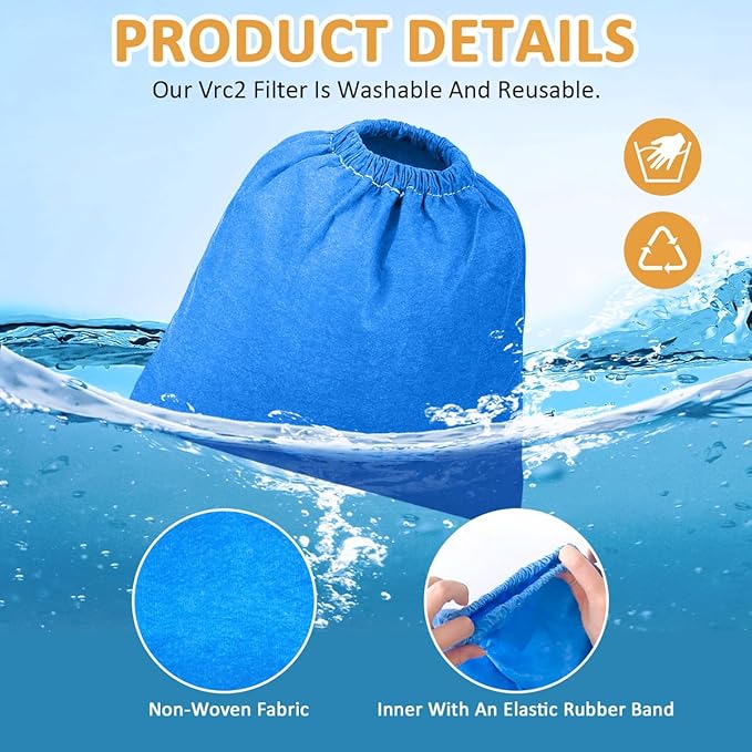 3 pcs Cloth Filter Bag for Armor All AA256 AA255 2.5 Gallon Shop VAC Microlined