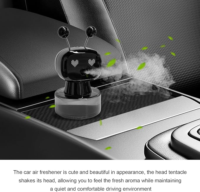 Smart Cute Robot Car Air Freshener, Fine Spray Car Aromatherapy Machine with Four-Gear Adjustment, Auto On/Off Mini Robot Fillable Essential Oil Diffuser for Vehicle Home Office (Cologne)