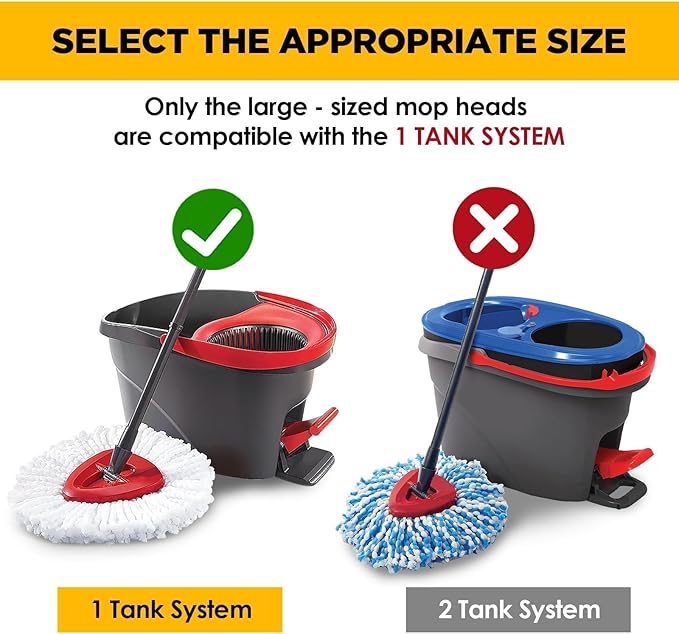 Mop Head Replacement for Ocedar, Spin Mophead Replacements, Compatible with Cedar Easywring 1-Tank System, Microfiber 6 Pack 360 Degree Swivel Mop Refills, Machine Washable and Easy to Replace