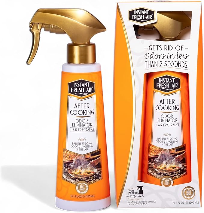 'After Cooking' Odor Eliminator - Cooking Smell Eliminator & Kitchen Odor Absorber - Removes Lingering Food Odors Instantly - Vanilla Candle Scent - 10.1 oz.