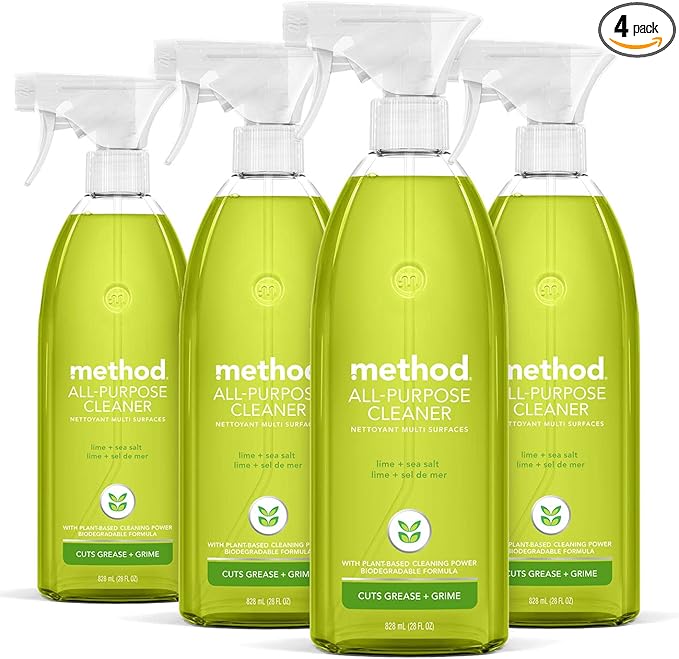 Method All-Purpose Cleaner Spray, Lime + Sea Salt, Perfect for Most Counters, Tiles and More, 28 Fl Oz, (Pack of 4)