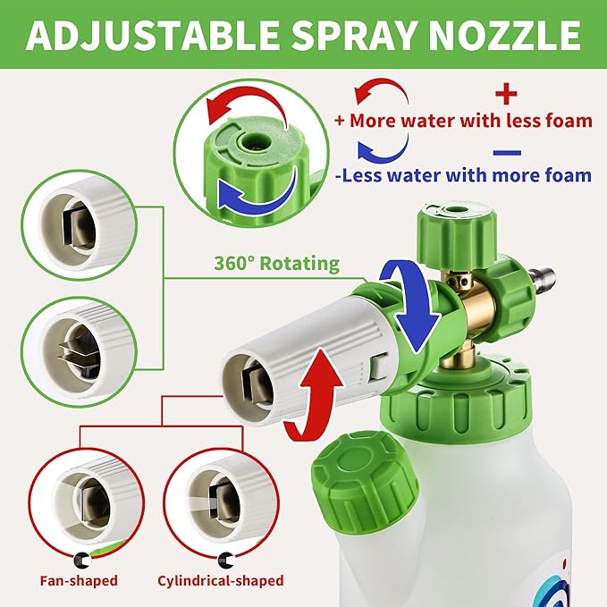 Foam Cannon for Pressure Washer with Dual Connector, Balabulala Car Foam Cannon with dual adapter, M22 and 1/4" Quick Connect,4200 PSI
