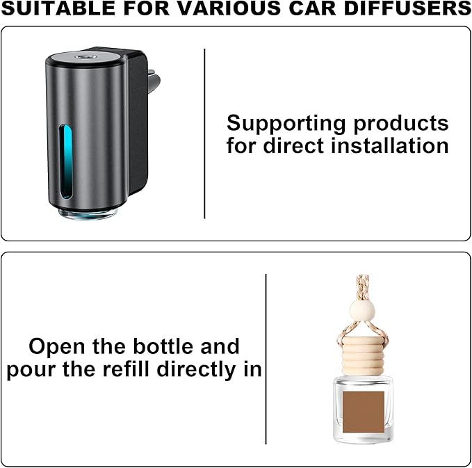 Smart Car Air Freshener Refill-8 Pcs Essential Oil, Car Air Freshener Diffuser Refill, Aromatizante para Carro Refill Long Lasting (8 White tea)