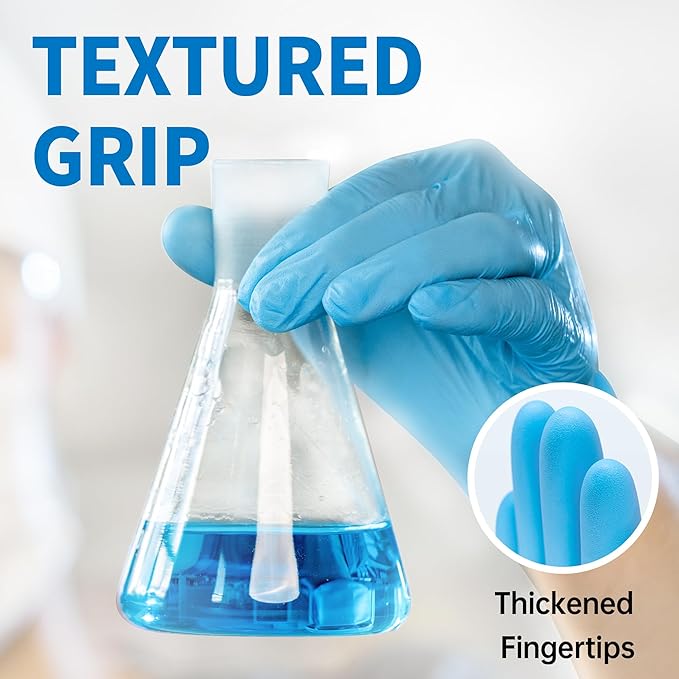 Medical Blue Nitrile Disposable Exam Gloves, 4.5 Mil 100 Pcs Powder-Free Latex-Free Food-Safe for Lab Cooking Cleaning