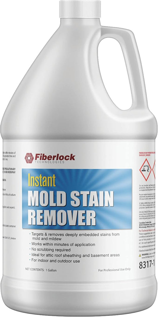 Fiberlock Instant Mold Stain Remover, 1 Gallon, Cleans Deeply Embedded Stains in Minutes, Cleans Up To 500 SqFt, Designed for Wood & Concrete Substrates
