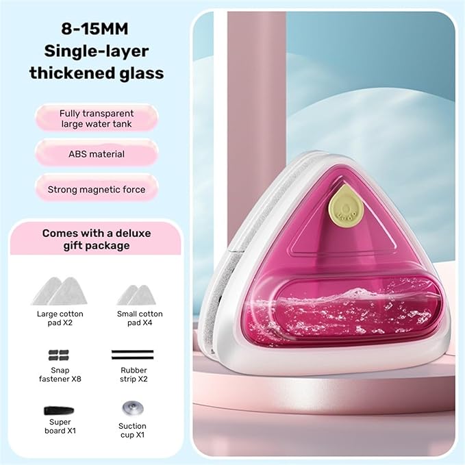 Magnetic Window Cleaner Tools Double Sided Glass Cleaner Wiper Adjustable Windshield Tool for High-Rise(8-15MM)