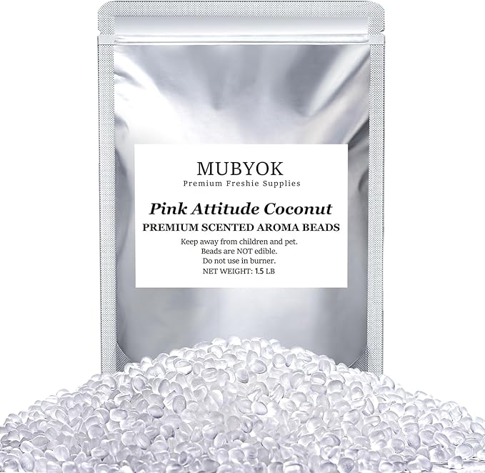 MUBYOK 1.5LB Pink Attitude Coconut Premium Scented Aroma Beads for Making Car Freshies Supplies PreScented Beads for Car Air Freshener Sachets Long-Lasing Scent