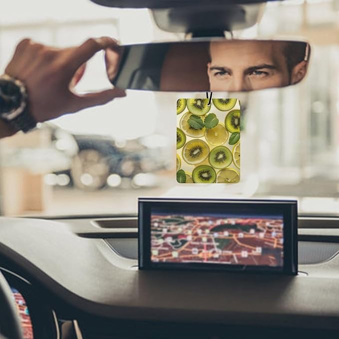 5 PCS Car Air Fresheners Hanging Fragrance Scented Cards Sliced Lemon And Kiwi in Drink Car Aromatherapy Tablets for Car Wardrobe Shoe Cabinet Eliminate Odors Card
