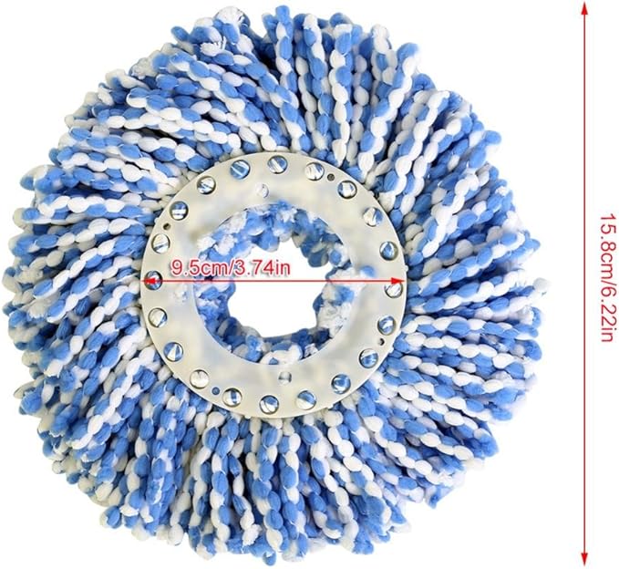 Huhushop Spin Mop Head Refills Microfiber Round Spin Mop Head Replacement for Universal Spin Mop System Perfect for Home Commercial Use (Blue+White)